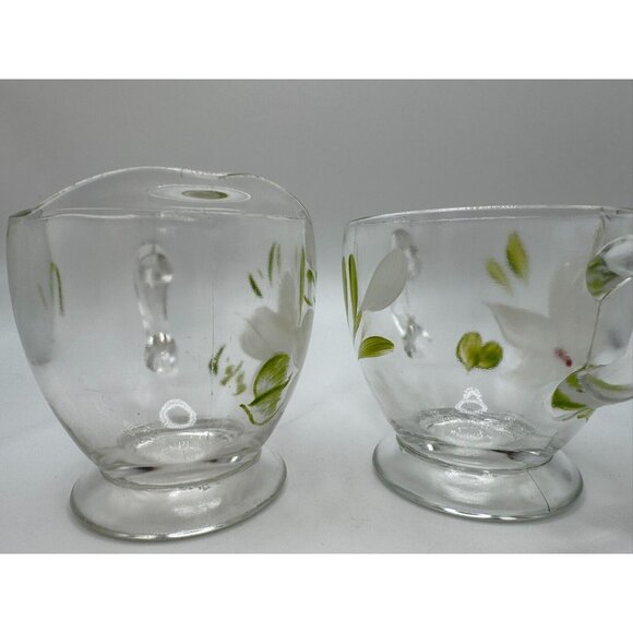 Vintage Bartlett Collins Creamer Sugar Bowl White flowers Gay Fad 50’s Vtg - Picture 3 of 10